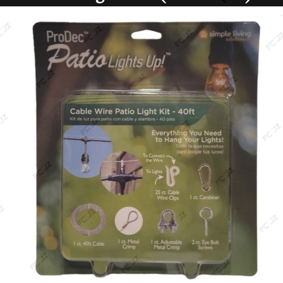 Simple Living Solutions: ProDec 40ft CableWire Patio Light Kit (815040-4) - NEW - Picture 2 of 5